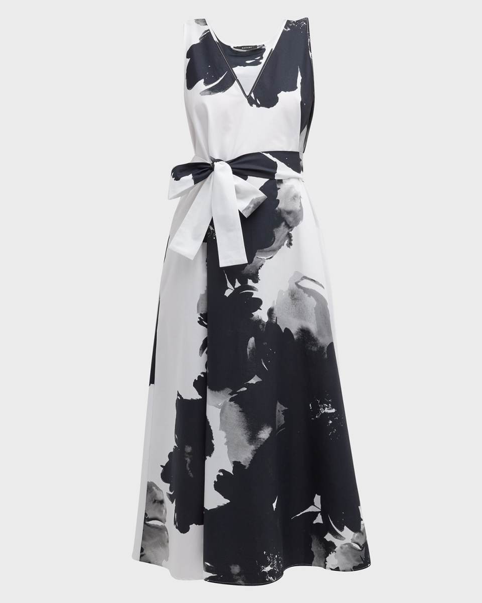 Taichou Abstract-Print Poplin Midi Dress